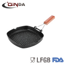 Die casting aluminum square grill pan with folding handle